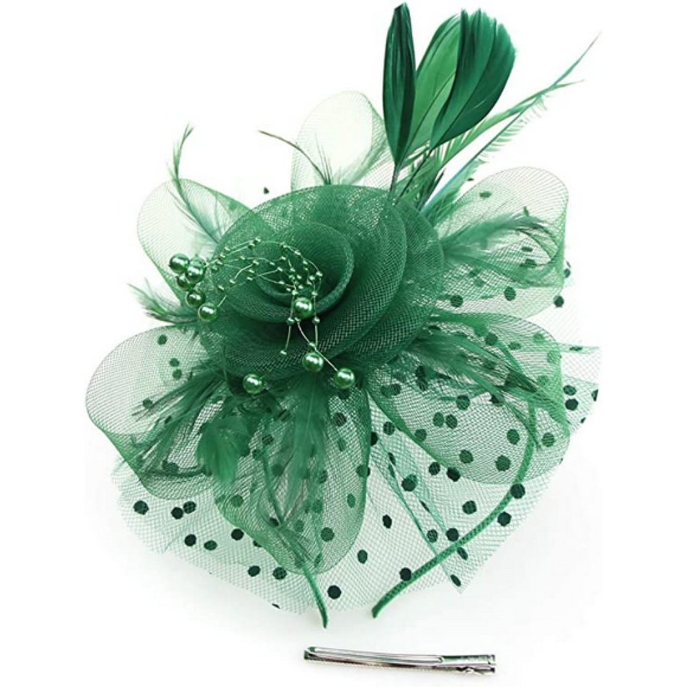 CRAFTS Penny Mesh Hat and Feathers, green